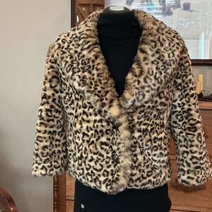 Leopard Print Faux Fur Jacket